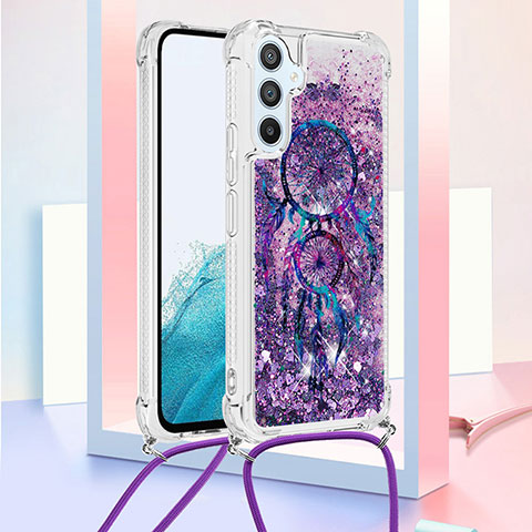 Coque Silicone Housse Etui Gel Bling-Bling avec Laniere Strap YB2 pour Samsung Galaxy Quantum4 5G Violet