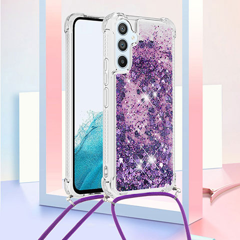 Coque Silicone Housse Etui Gel Bling-Bling avec Laniere Strap YB3 pour Samsung Galaxy A54 5G Violet