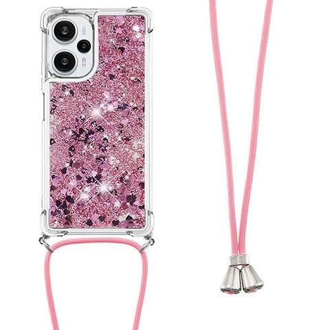 Coque Silicone Housse Etui Gel Bling-Bling avec Laniere Strap YB3 pour Xiaomi Redmi Note 12 Turbo 5G Violet Clair