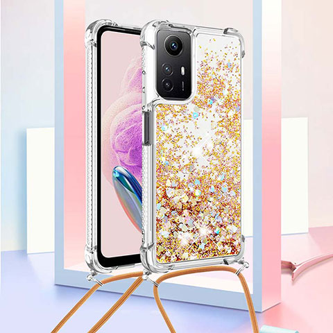 Coque Silicone Housse Etui Gel Bling-Bling avec Laniere Strap YB3 pour Xiaomi Redmi Note 12S Or