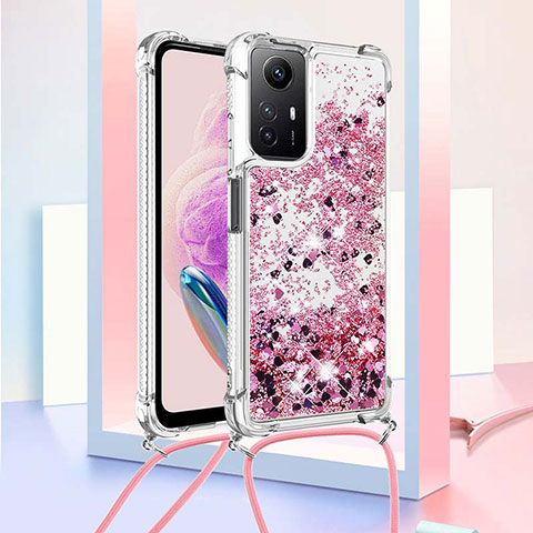 Coque Silicone Housse Etui Gel Bling-Bling avec Laniere Strap YB3 pour Xiaomi Redmi Note 12S Violet Clair