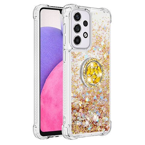 Coque Silicone Housse Etui Gel Bling-Bling avec Support Bague Anneau S01 pour Samsung Galaxy A33 5G Or