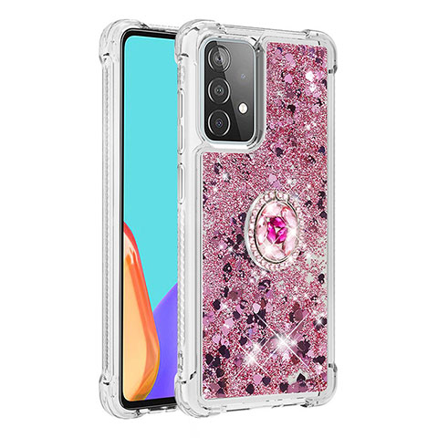 Coque Silicone Housse Etui Gel Bling-Bling avec Support Bague Anneau S01 pour Samsung Galaxy A52s 5G Violet