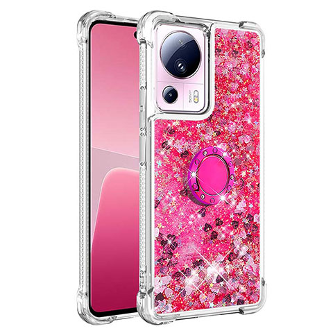 Coque Silicone Housse Etui Gel Bling-Bling avec Support Bague Anneau S01 pour Xiaomi Civi 2 5G Rose Rouge