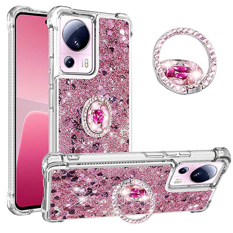 Coque Silicone Housse Etui Gel Bling-Bling avec Support Bague Anneau S01 pour Xiaomi Civi 2 5G Rouge