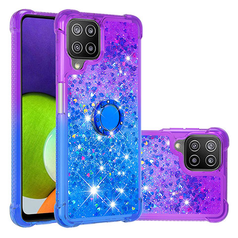 Coque Silicone Housse Etui Gel Bling-Bling avec Support Bague Anneau S02 pour Samsung Galaxy A22 4G Violet