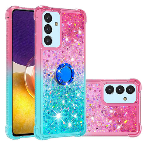 Coque Silicone Housse Etui Gel Bling-Bling avec Support Bague Anneau S02 pour Samsung Galaxy A25 5G Rose