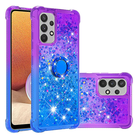 Coque Silicone Housse Etui Gel Bling-Bling avec Support Bague Anneau S02 pour Samsung Galaxy A32 4G Violet