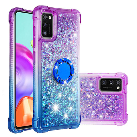 Coque Silicone Housse Etui Gel Bling-Bling avec Support Bague Anneau S02 pour Samsung Galaxy A41 Violet