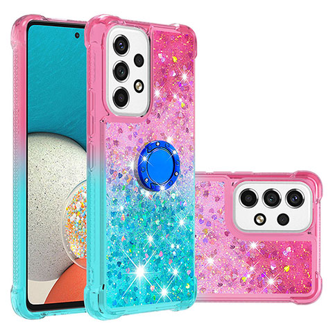 Coque Silicone Housse Etui Gel Bling-Bling avec Support Bague Anneau S02 pour Samsung Galaxy A53 5G Rose