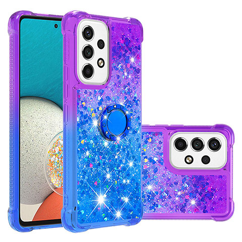 Coque Silicone Housse Etui Gel Bling-Bling avec Support Bague Anneau S02 pour Samsung Galaxy A53 5G Violet