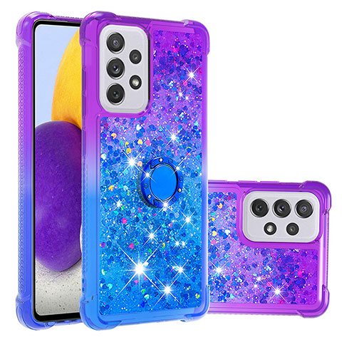 Coque Silicone Housse Etui Gel Bling-Bling avec Support Bague Anneau S02 pour Samsung Galaxy A73 5G Violet