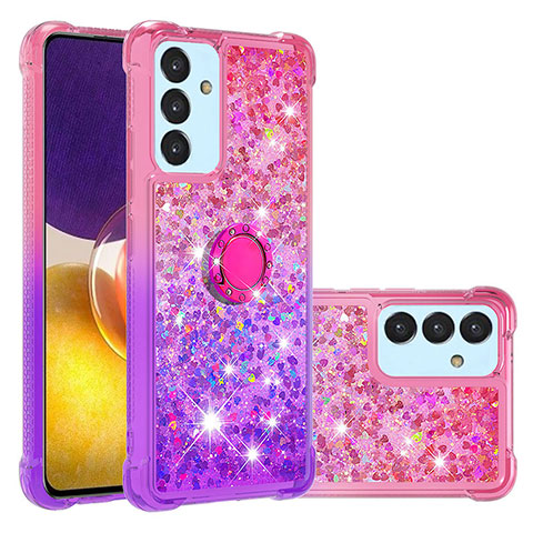 Coque Silicone Housse Etui Gel Bling-Bling avec Support Bague Anneau S02 pour Samsung Galaxy F34 5G Rose Rouge