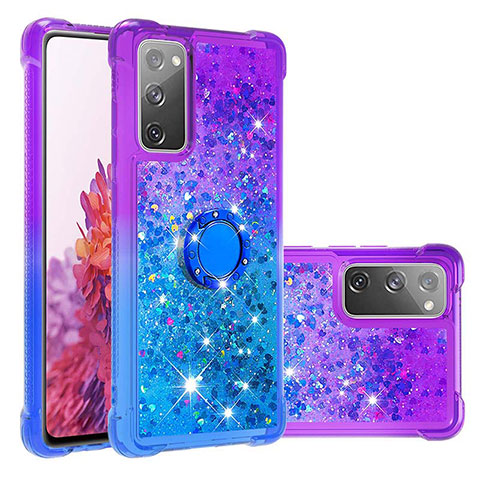 Coque Silicone Housse Etui Gel Bling-Bling avec Support Bague Anneau S02 pour Samsung Galaxy S20 Lite 5G Violet