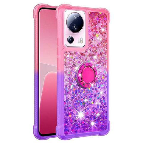 Coque Silicone Housse Etui Gel Bling-Bling avec Support Bague Anneau S02 pour Xiaomi Civi 2 5G Rose Rouge