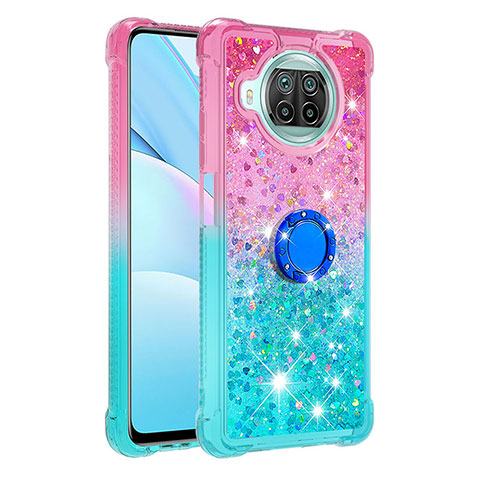 Coque Silicone Housse Etui Gel Bling-Bling avec Support Bague Anneau S02 pour Xiaomi Mi 10i 5G Rose