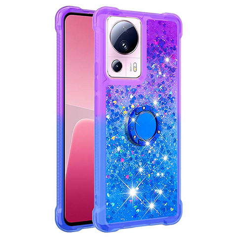 Coque Silicone Housse Etui Gel Bling-Bling avec Support Bague Anneau S02 pour Xiaomi Mi 12 Lite NE 5G Violet