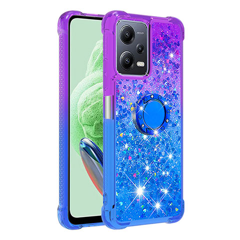 Coque Silicone Housse Etui Gel Bling-Bling avec Support Bague Anneau S02 pour Xiaomi Poco X5 5G Violet