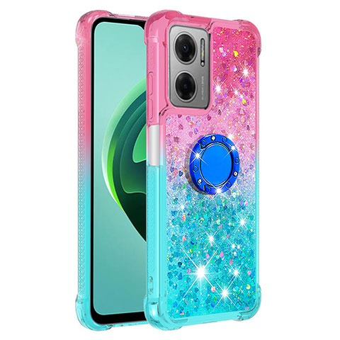 Coque Silicone Housse Etui Gel Bling-Bling avec Support Bague Anneau S02 pour Xiaomi Redmi 11 Prime 5G Rose