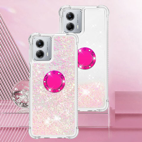 Coque Silicone Housse Etui Gel Bling-Bling avec Support Bague Anneau YB1 pour Motorola Moto G 5G (2023) Rose