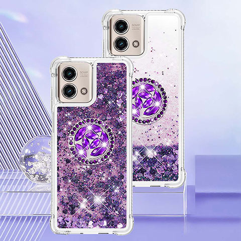 Coque Silicone Housse Etui Gel Bling-Bling avec Support Bague Anneau YB1 pour Motorola Moto G Stylus (2023) 5G Violet