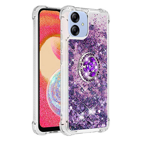 Coque Silicone Housse Etui Gel Bling-Bling avec Support Bague Anneau YB1 pour Samsung Galaxy A04 4G Violet