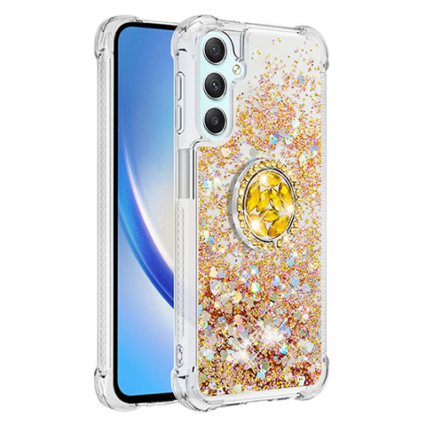 Coque Silicone Housse Etui Gel Bling-Bling avec Support Bague Anneau YB1 pour Samsung Galaxy A25 5G Or