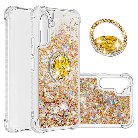 Coque Silicone Housse Etui Gel Bling-Bling avec Support Bague Anneau YB1 pour Samsung Galaxy A34 5G Or