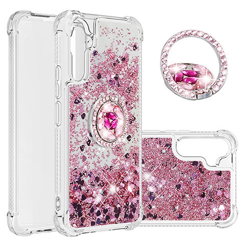 Coque Silicone Housse Etui Gel Bling-Bling avec Support Bague Anneau YB1 pour Samsung Galaxy A34 5G Rouge