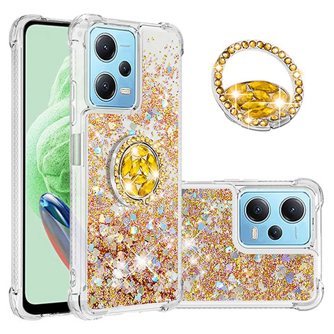 Coque Silicone Housse Etui Gel Bling-Bling avec Support Bague Anneau YB1 pour Xiaomi Poco X5 5G Or