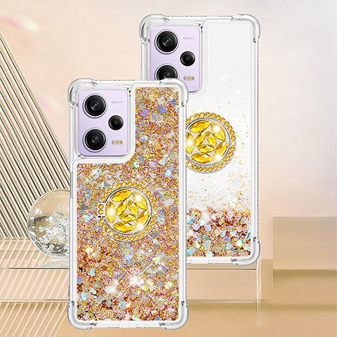 Coque Silicone Housse Etui Gel Bling-Bling avec Support Bague Anneau YB1 pour Xiaomi Redmi Note 12 Pro 5G Or