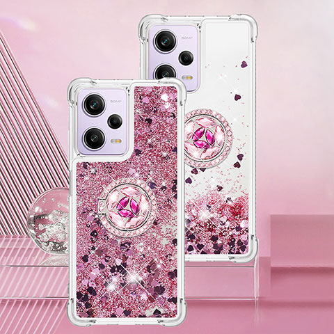 Coque Silicone Housse Etui Gel Bling-Bling avec Support Bague Anneau YB1 pour Xiaomi Redmi Note 12 Pro 5G Rouge