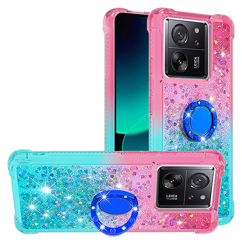 Coque Silicone Housse Etui Gel Bling-Bling avec Support Bague Anneau YB2 pour Xiaomi Mi 13T 5G Rose