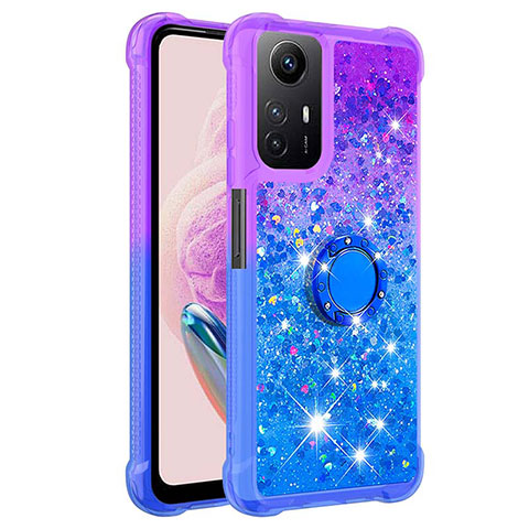 Coque Silicone Housse Etui Gel Bling-Bling avec Support Bague Anneau YB2 pour Xiaomi Redmi Note 12S Violet