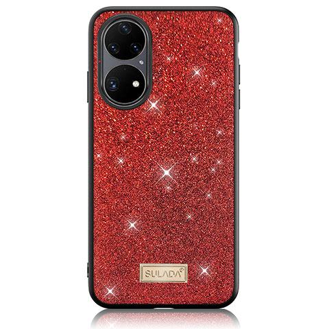 Coque Silicone Housse Etui Gel Bling-Bling LD1 pour Huawei P50 Pro Rouge