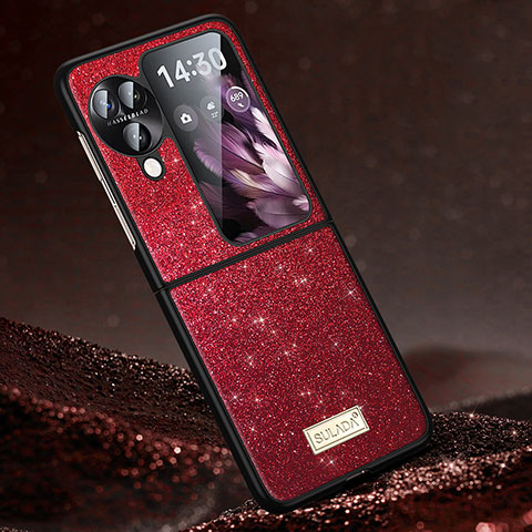 Coque Silicone Housse Etui Gel Bling-Bling LD1 pour Oppo Find N3 Flip 5G Rouge