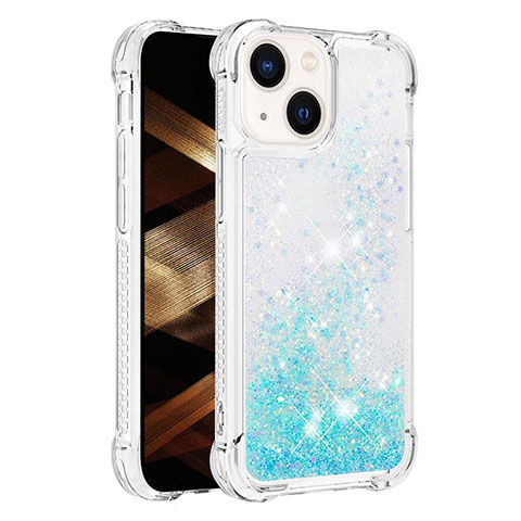 Coque Silicone Housse Etui Gel Bling-Bling S01 pour Apple iPhone 13 Bleu Ciel