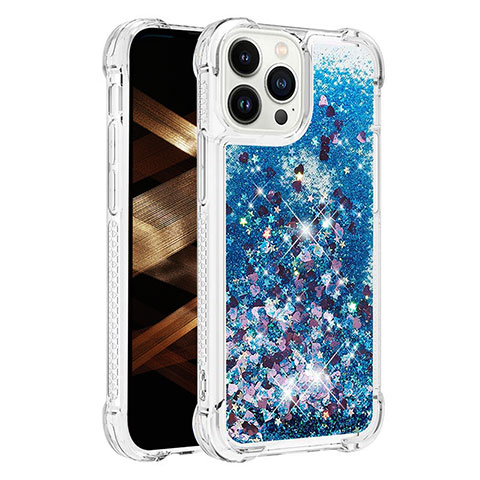 Coque Silicone Housse Etui Gel Bling-Bling S01 pour Apple iPhone 14 Pro Bleu