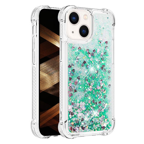 Coque Silicone Housse Etui Gel Bling-Bling S01 pour Apple iPhone 14 Vert