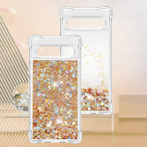 Coque Silicone Housse Etui Gel Bling-Bling S01 pour Google Pixel 7a 5G Or