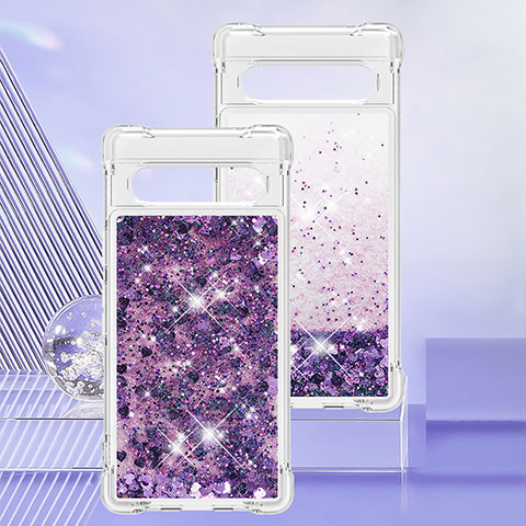 Coque Silicone Housse Etui Gel Bling-Bling S01 pour Google Pixel 7a 5G Violet