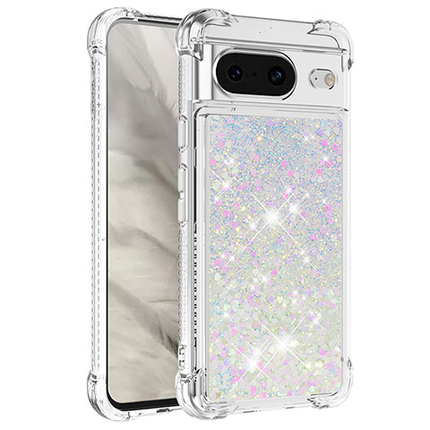 Coque Silicone Housse Etui Gel Bling-Bling S01 pour Google Pixel 8 5G Argent