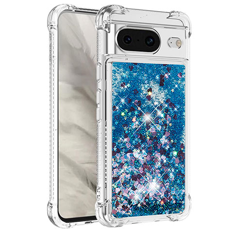 Coque Silicone Housse Etui Gel Bling-Bling S01 pour Google Pixel 8 5G Bleu