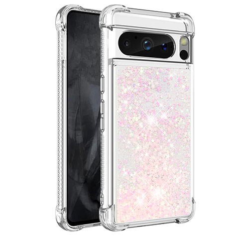 Coque Silicone Housse Etui Gel Bling-Bling S01 pour Google Pixel 8 Pro 5G Rose