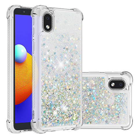 Coque Silicone Housse Etui Gel Bling-Bling S01 pour Samsung Galaxy A01 Core Argent