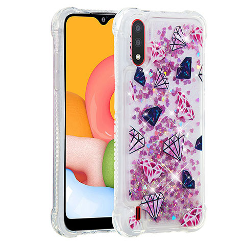 Coque Silicone Housse Etui Gel Bling-Bling S01 pour Samsung Galaxy A01 SM-A015 Violet Clair