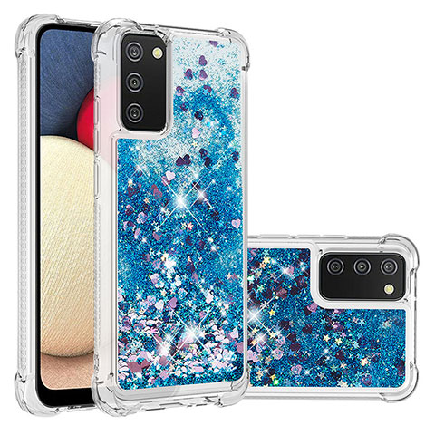 Coque Silicone Housse Etui Gel Bling-Bling S01 pour Samsung Galaxy A02s Bleu