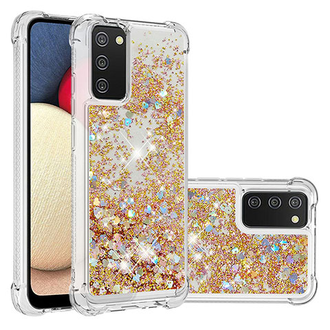 Coque Silicone Housse Etui Gel Bling-Bling S01 pour Samsung Galaxy A03s Or