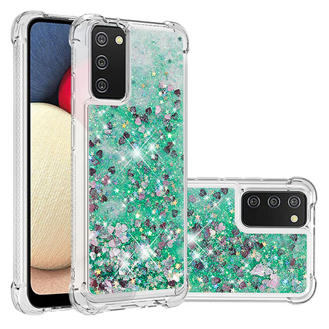 Coque Silicone Housse Etui Gel Bling-Bling S01 pour Samsung Galaxy A03s Vert