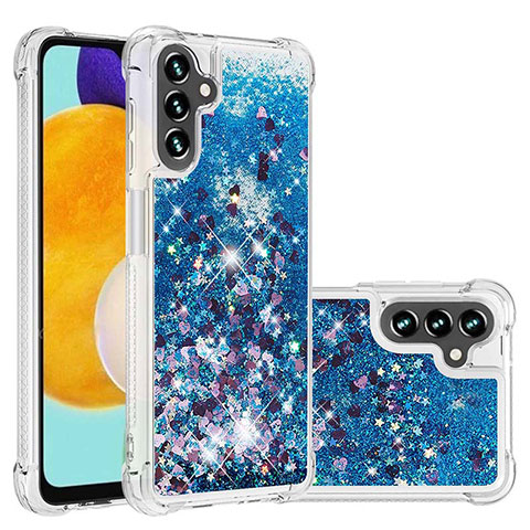 Coque Silicone Housse Etui Gel Bling-Bling S01 pour Samsung Galaxy A04s Bleu